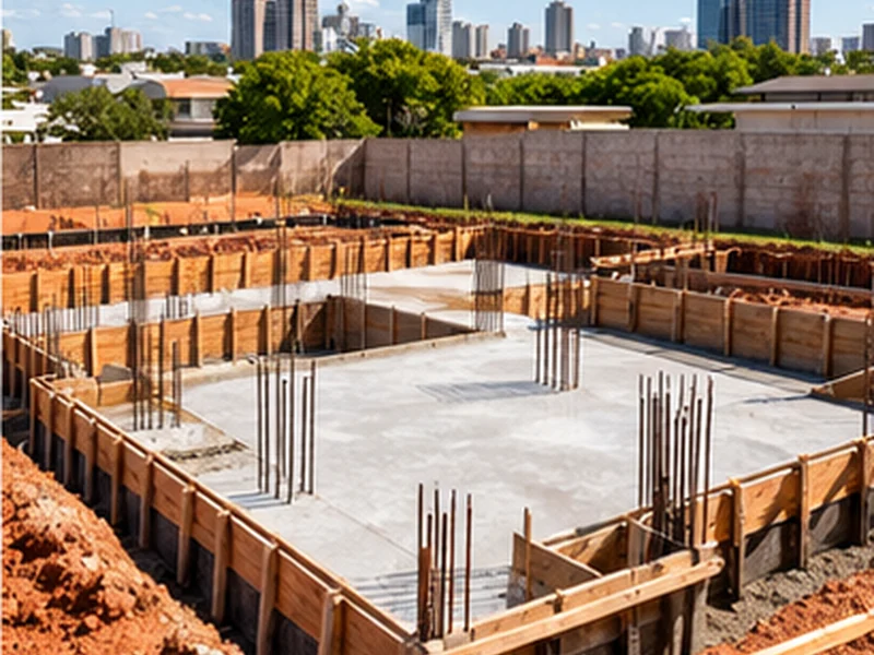 Base de fundação preparada para concretagem